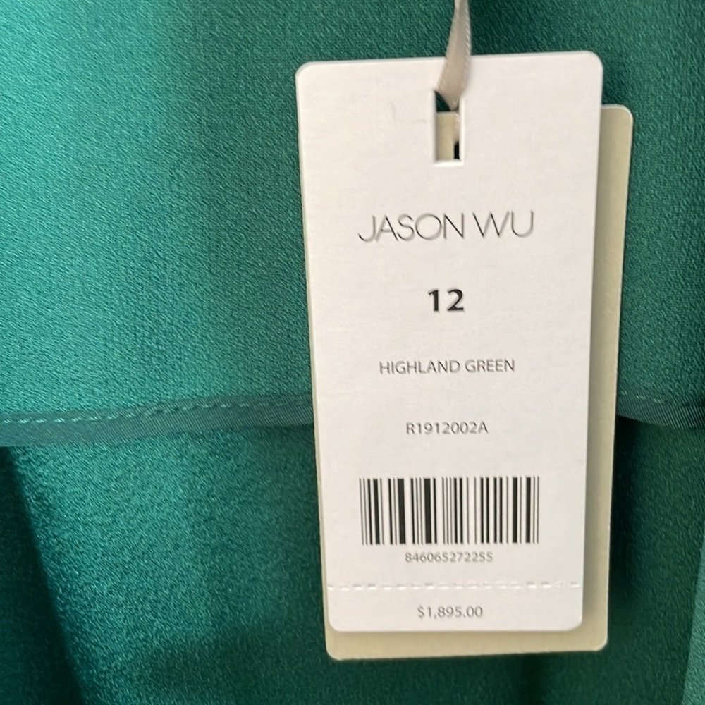 Jason Wu 12 Green Satin Crepe Wrap Midi Dress - Picture 6 of 12